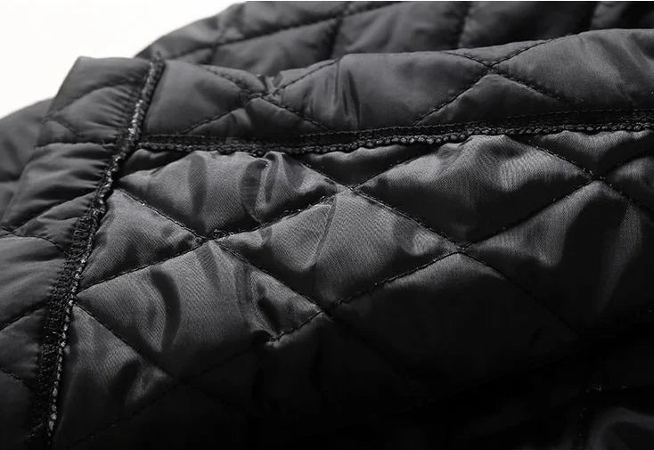 Women's Long Quilted Coat with Drawstring Waist and Button Front