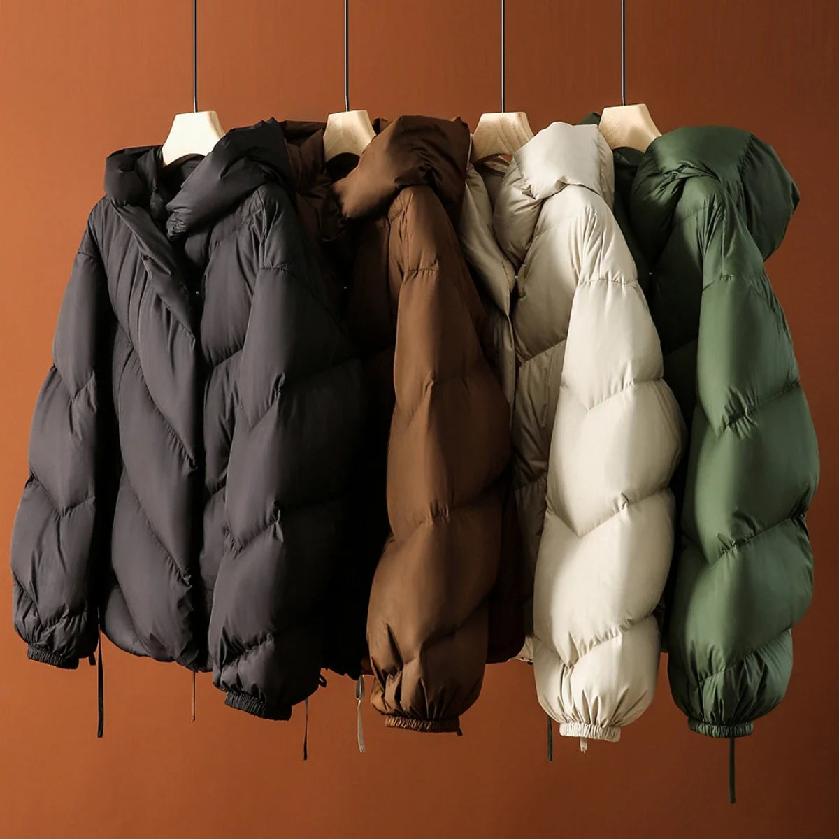 Women's Hooded Down Puffer Jacket with Zip Front and Pockets