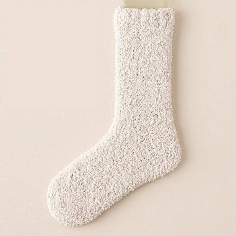 Women's Cozy Fuzzy Crew Socks with Soft Plush Texture