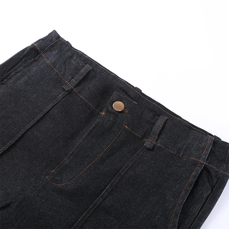 Women's Button Front Denim Shirt and Wide Leg Jeans Set