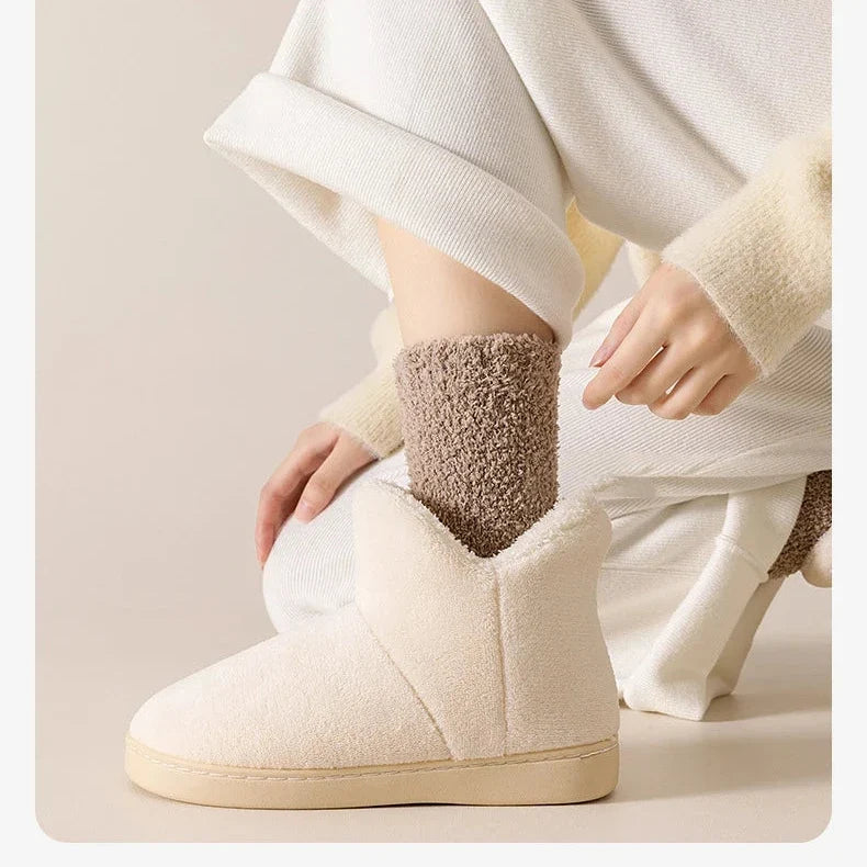 Women's Cozy Fuzzy Crew Socks with Soft Plush Texture