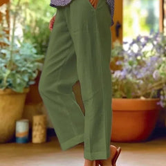 Light green straight leg trousers