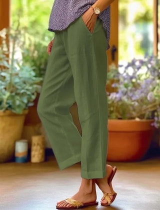 Light green straight leg trousers