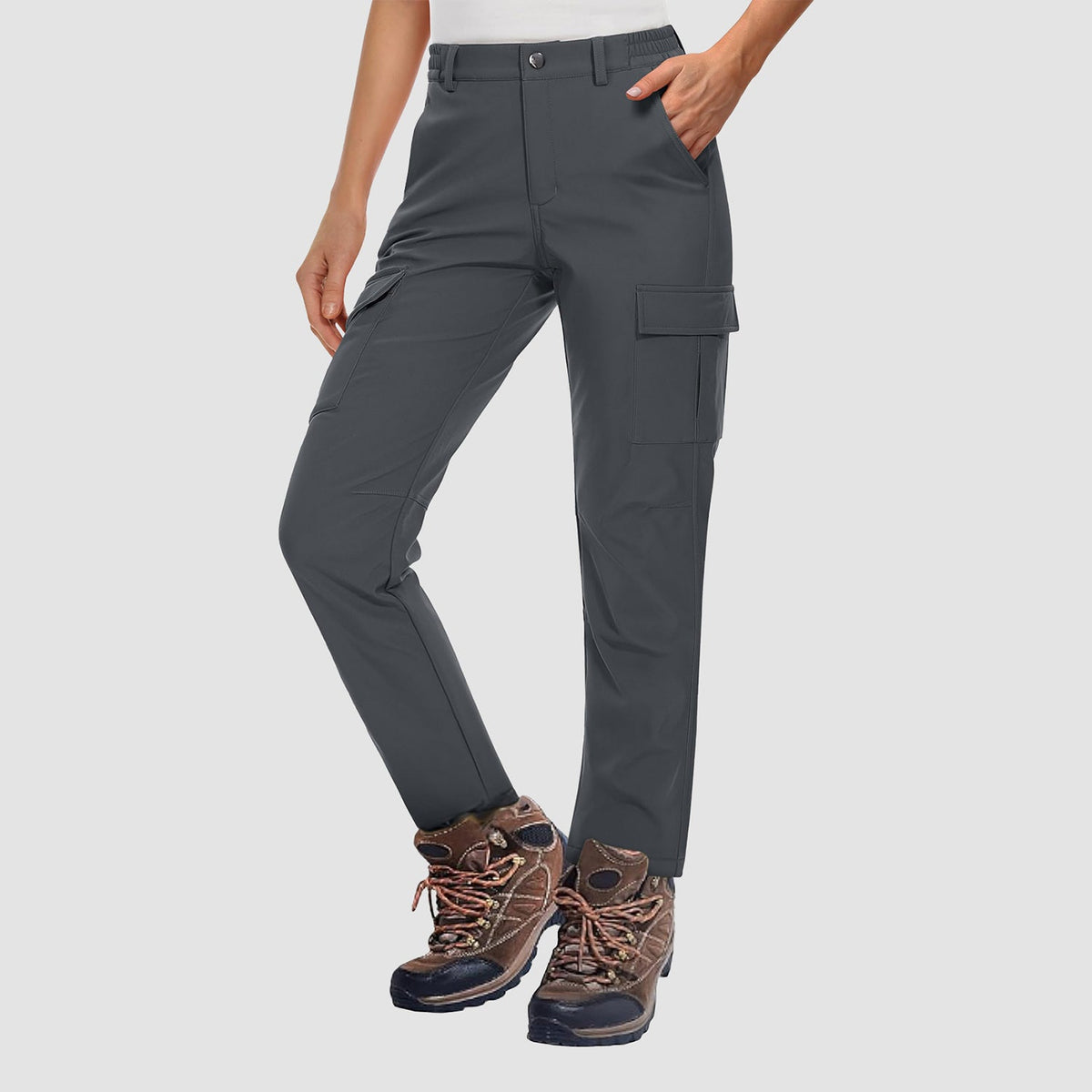 Women's Hiking Pants with Fleece Lining and Water-Repellent Feature