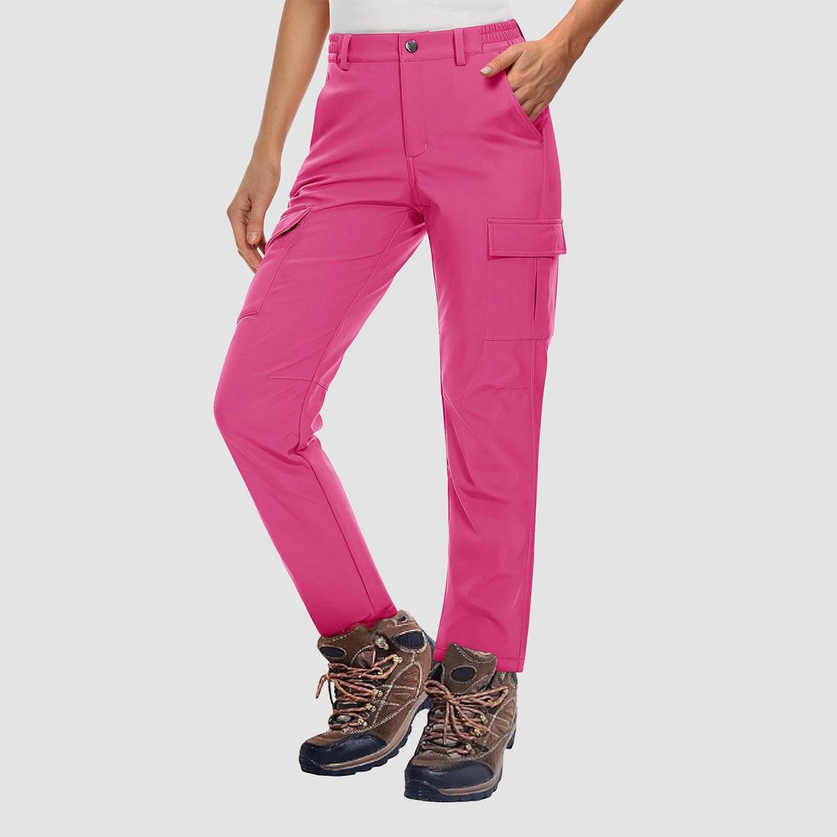 Women's Hiking Pants with Fleece Lining and Water-Repellent Feature