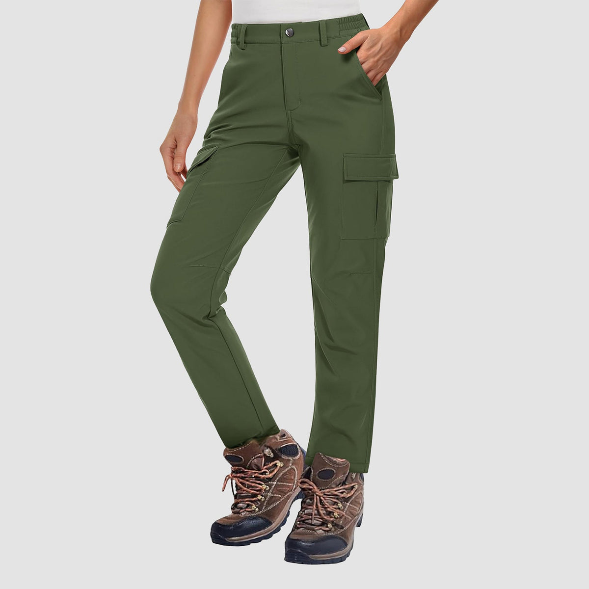 Women's Hiking Pants with Fleece Lining and Water-Repellent Feature