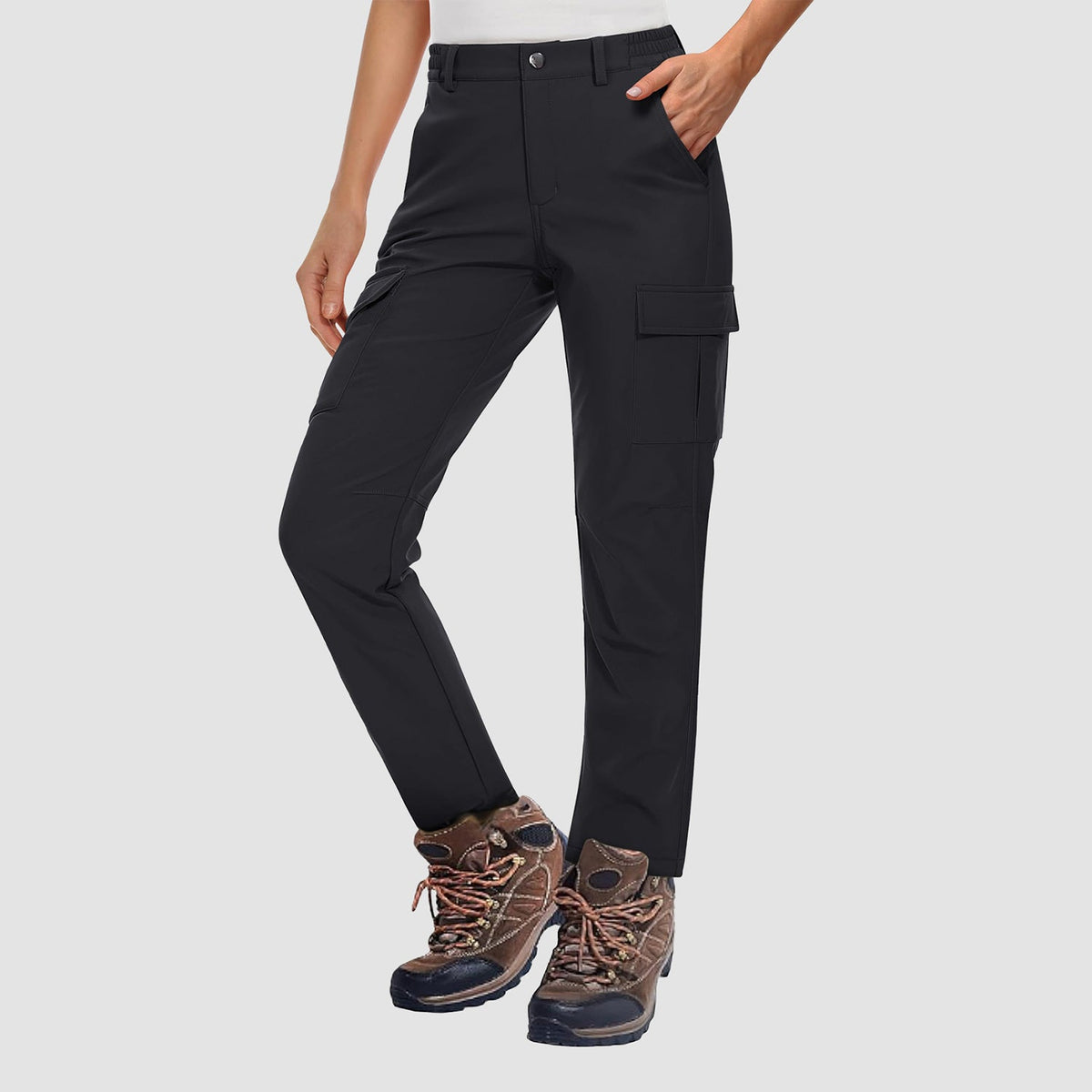 Women's Hiking Pants with Fleece Lining and Water-Repellent Feature