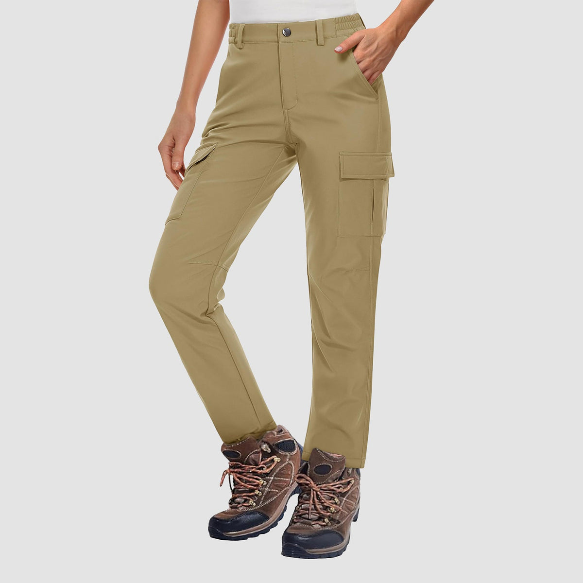 Women's Hiking Pants with Fleece Lining and Water-Repellent Feature