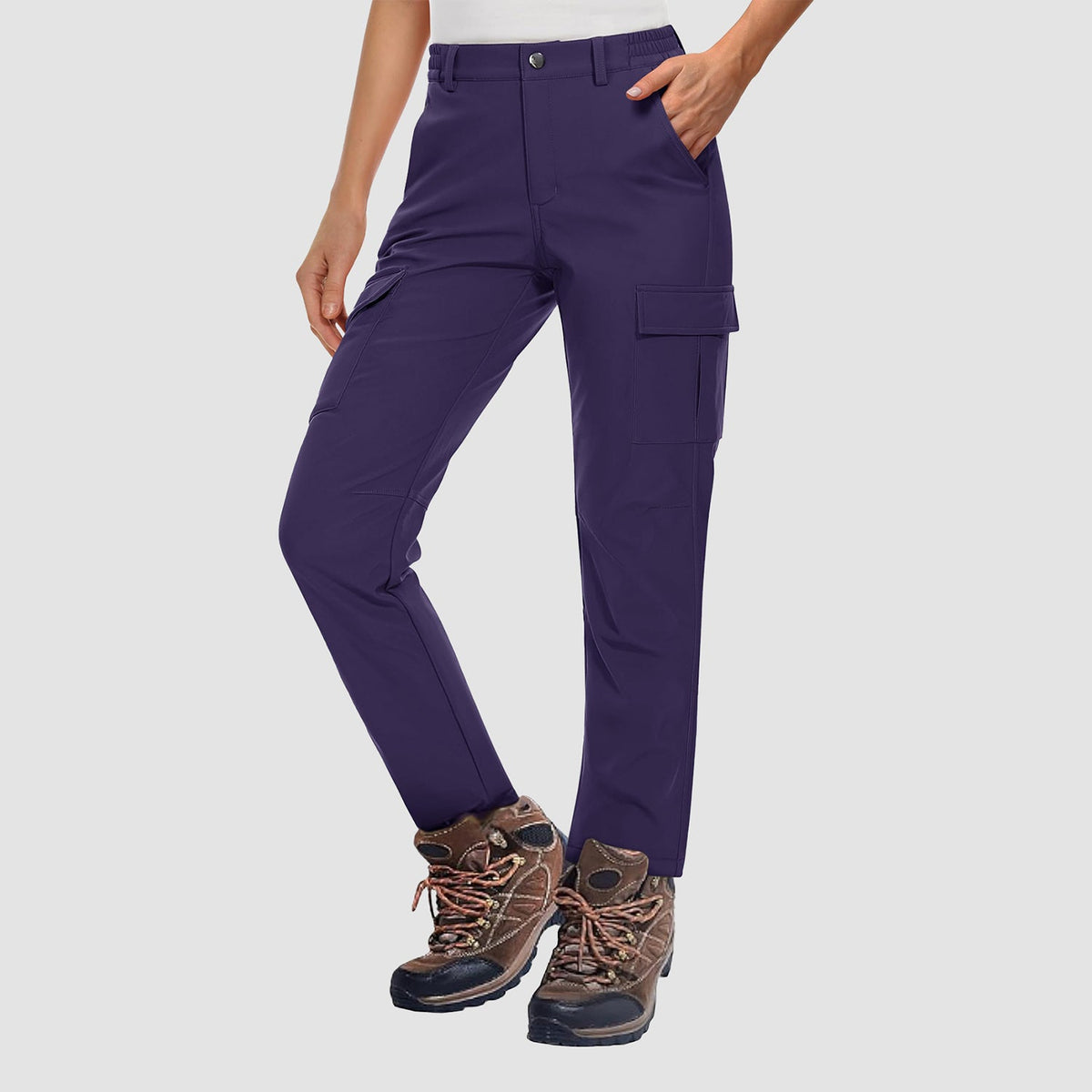 Women's Hiking Pants with Fleece Lining and Water-Repellent Feature