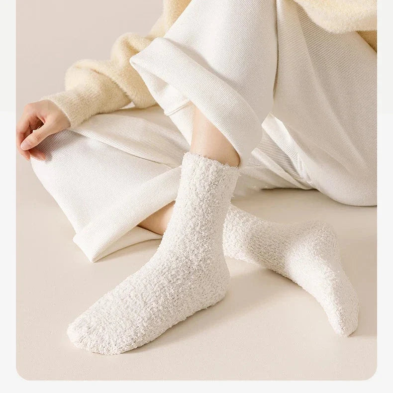 Women's Cozy Fuzzy Crew Socks with Soft Plush Texture