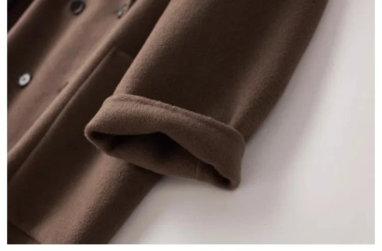 Women's Double Breasted Wool Blend Coat with Notch Lapel