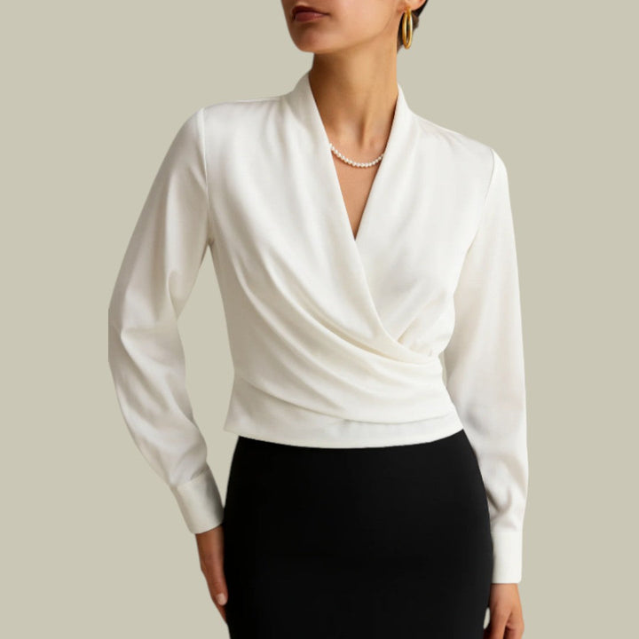 Sophia | Women's Elegant V-Neck Satin Blouse | Lunarafi