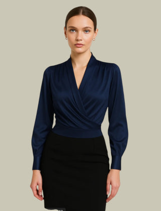 Sophia | Womens Elegant V-Neck Satin Blouse 1