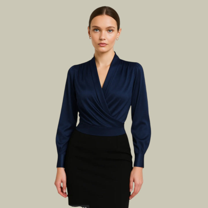 Sophia | Women's Elegant V-Neck Satin Blouse | Lunarafi