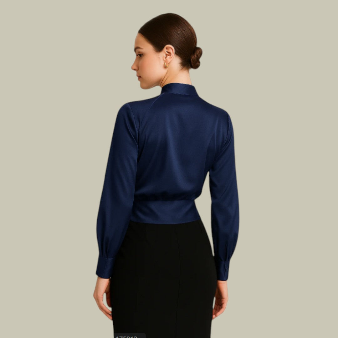 Sophia | Women's Elegant V-Neck Satin Blouse | Lunarafi
