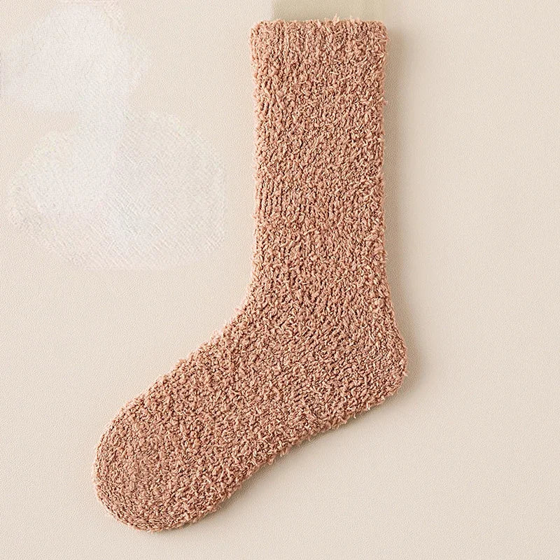 Women's Cozy Fuzzy Crew Socks with Soft Plush Texture