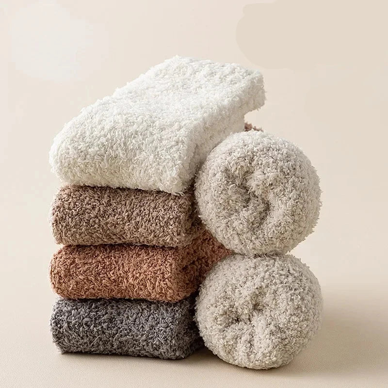 Women's Cozy Fuzzy Crew Socks with Soft Plush Texture