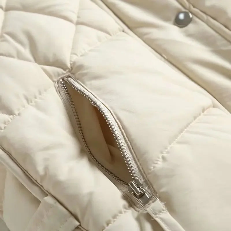 Women's Quilted Puffer Vest with Snap Button Front and Pockets