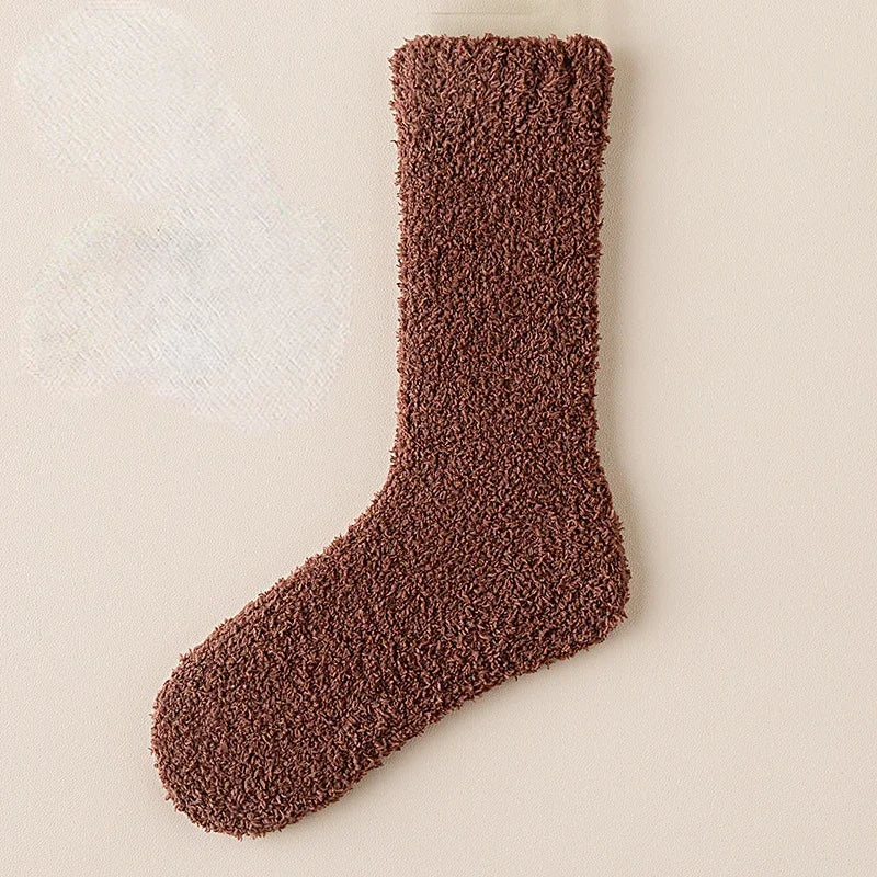 Women's Cozy Fuzzy Crew Socks with Soft Plush Texture