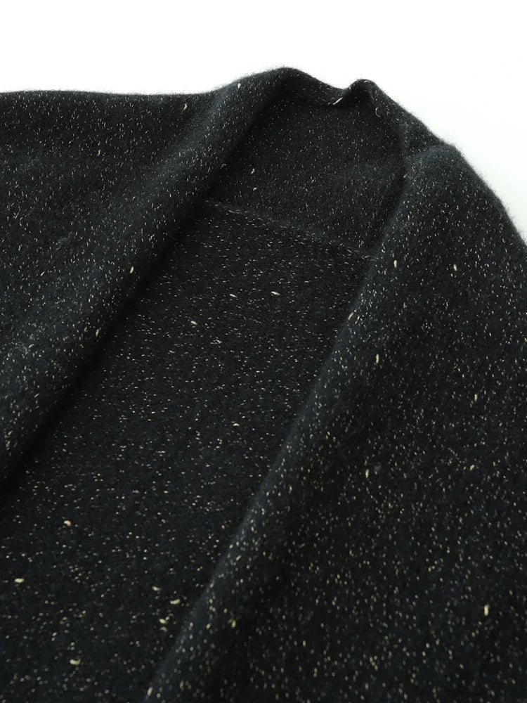 Women's Cashmere Open Front Cardigan with Shawl Collar and Pockets