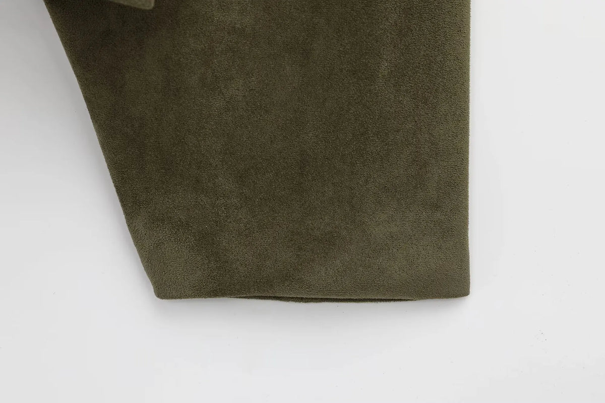 Women's Suede Bomber Jacket with Collar and Zip Front Closure