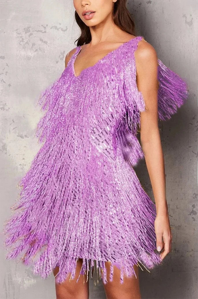 Faye | Women's Cocktail Dress with Fringe Feathers | Lunarafi