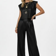 Two-Piece Set with Cropped Top and Wide-Leg Pants 7