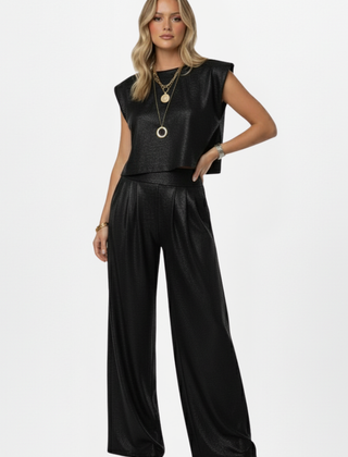 Two-Piece Set with Cropped Top and Wide-Leg Pants 7
