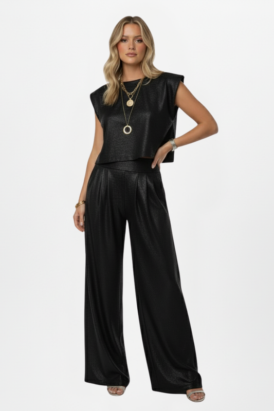 Two-Piece Set with Cropped Top and Wide-Leg Pants 7