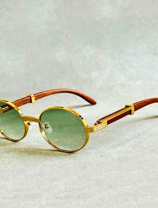 Unisex Elegant Metal Frame Sunglasses | Stylish Wood-Effect Temples for All Seasons 0