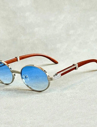 Unisex Elegant Metal Frame Sunglasses | Stylish Wood-Effect Temples for All Seasons 2