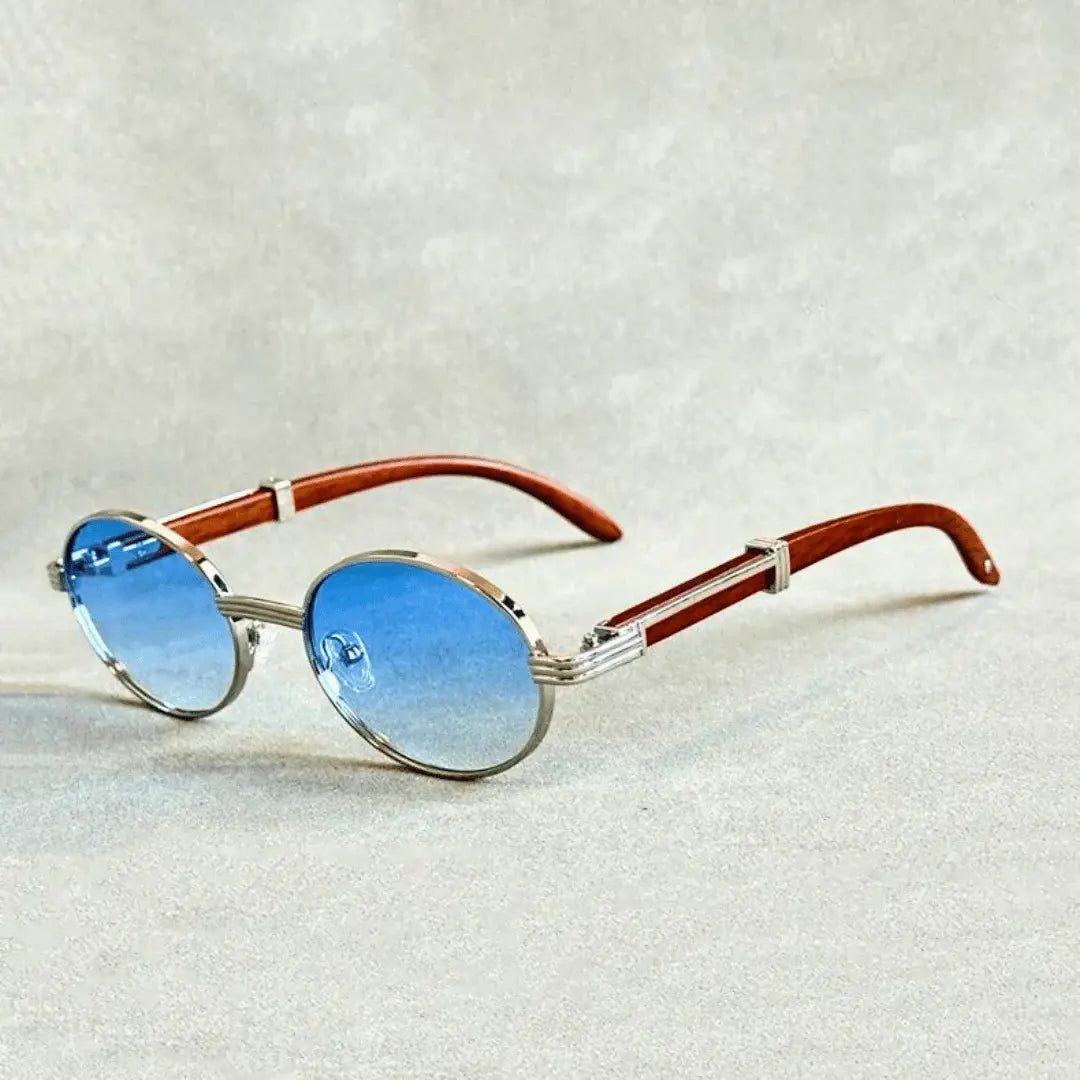 Unisex Elegant Metal Frame Sunglasses | Stylish Wood-Effect Temples for All Seasons 2