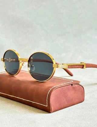 Unisex Elegant Metal Frame Sunglasses | Stylish Wood-Effect Temples for All Seasons 3