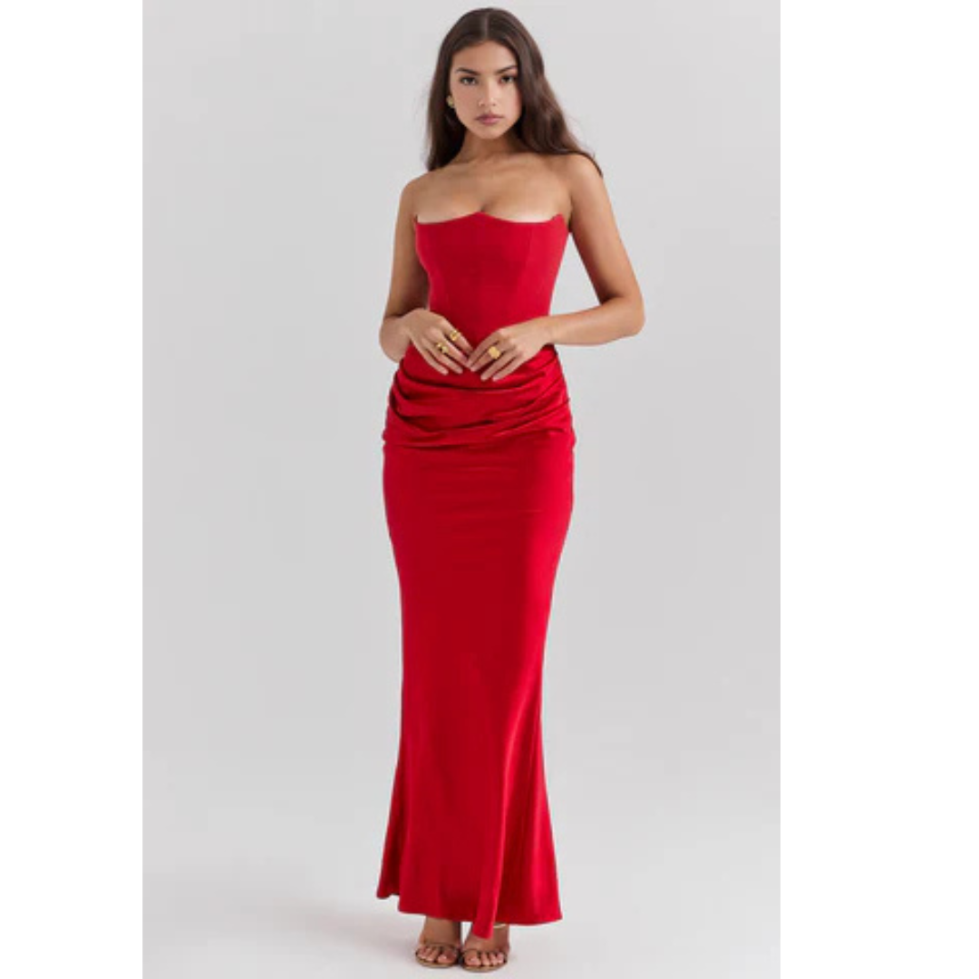 Elegant Strapless Bodycon Maxi Dress | Womens Formal Cocktail Dress for Weddings and Special Events 22