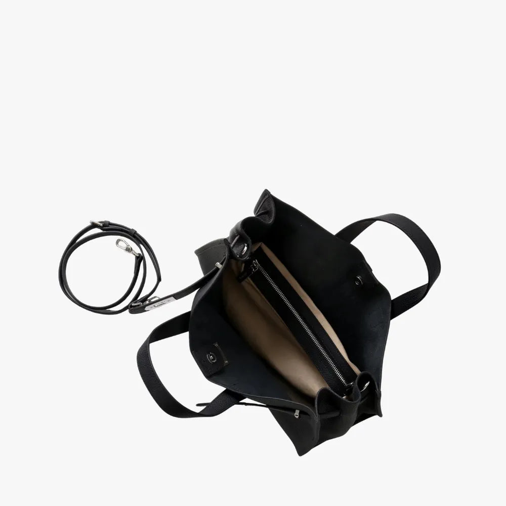 Women's Pebbled Leather Tote Bag with Top Handles and Metal Clasp