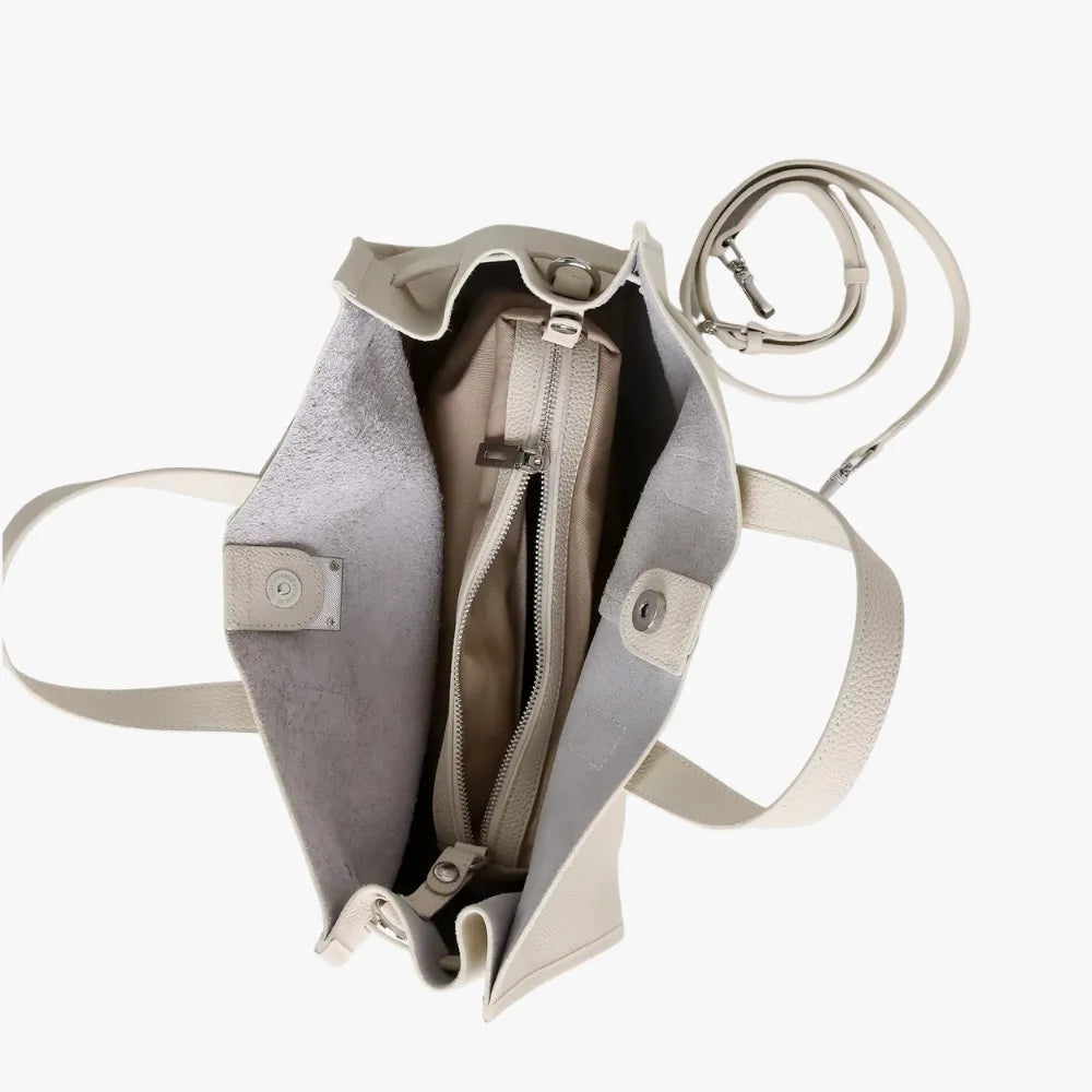 Women's Pebbled Leather Tote Bag with Top Handles and Metal Clasp