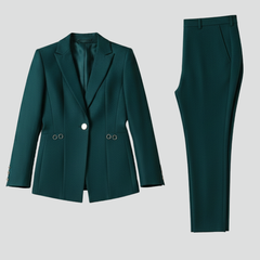 Women Blazer Set with One Button and Straight Trousers 1