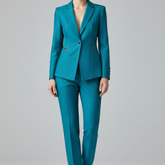 Women Blazer Set with One Button and Straight Trousers 7