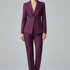 Women Blazer Set with One Button and Straight Trousers 8