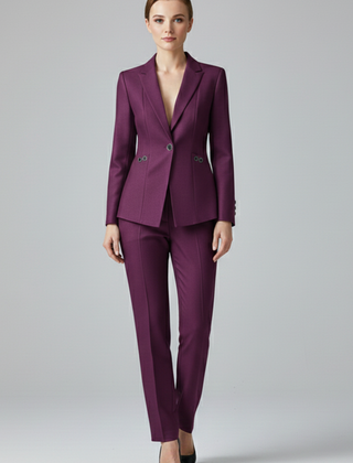 Women Blazer Set with One Button and Straight Trousers 8