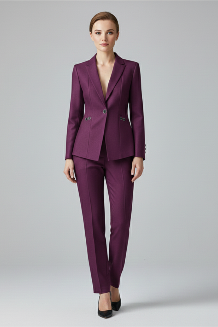 Women Blazer Set with One Button and Straight Trousers 8