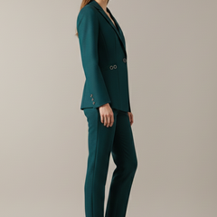 Women Blazer Set with One Button and Straight Trousers 3