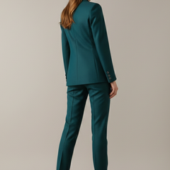 Women Blazer Set with One Button and Straight Trousers 4