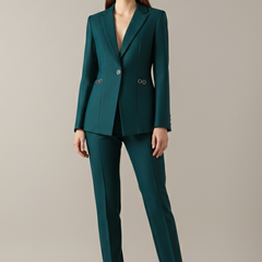 Women Blazer Set with One Button and Straight Trousers 2