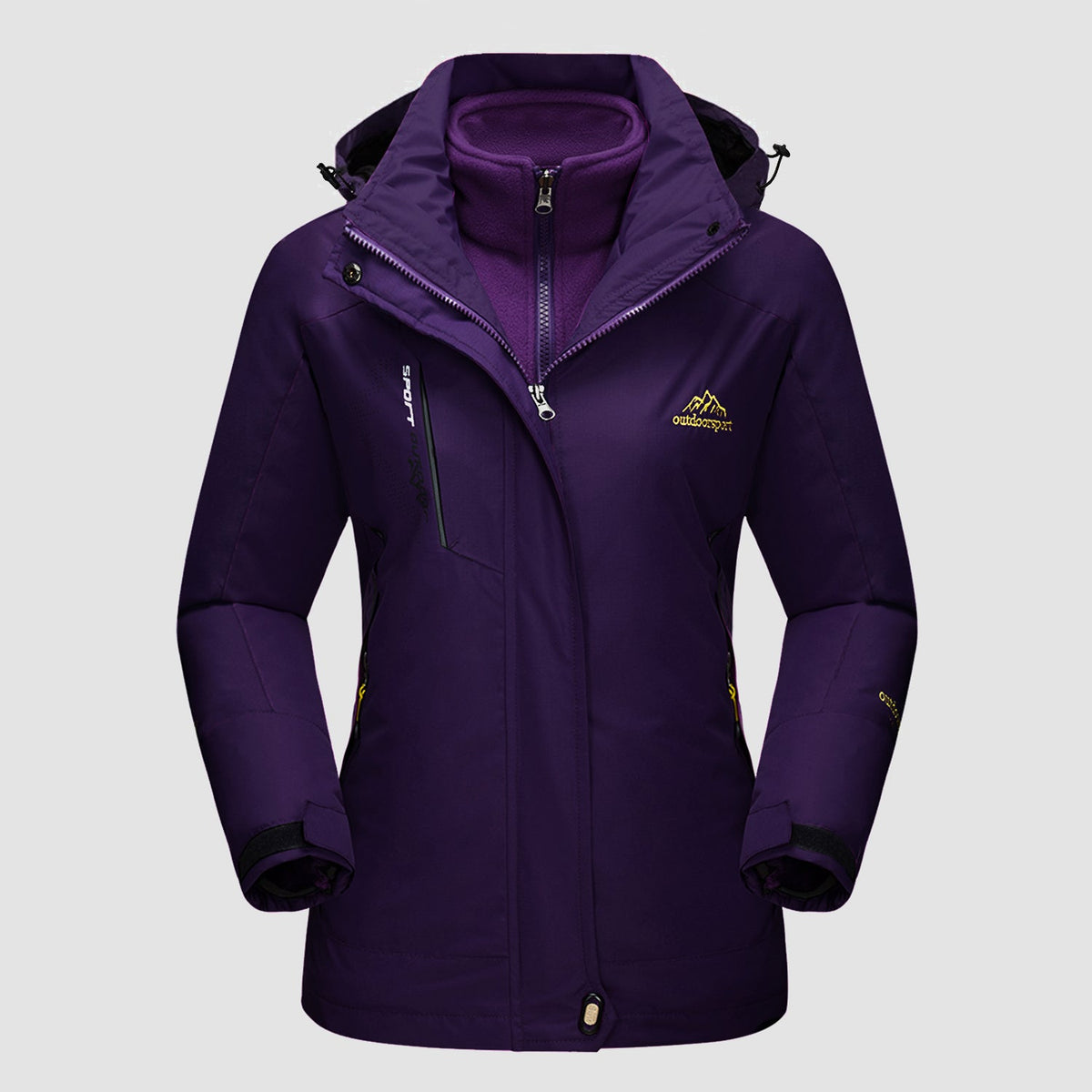 Women's 3-in-1 Waterproof Ski Jacket with Fleece Lining