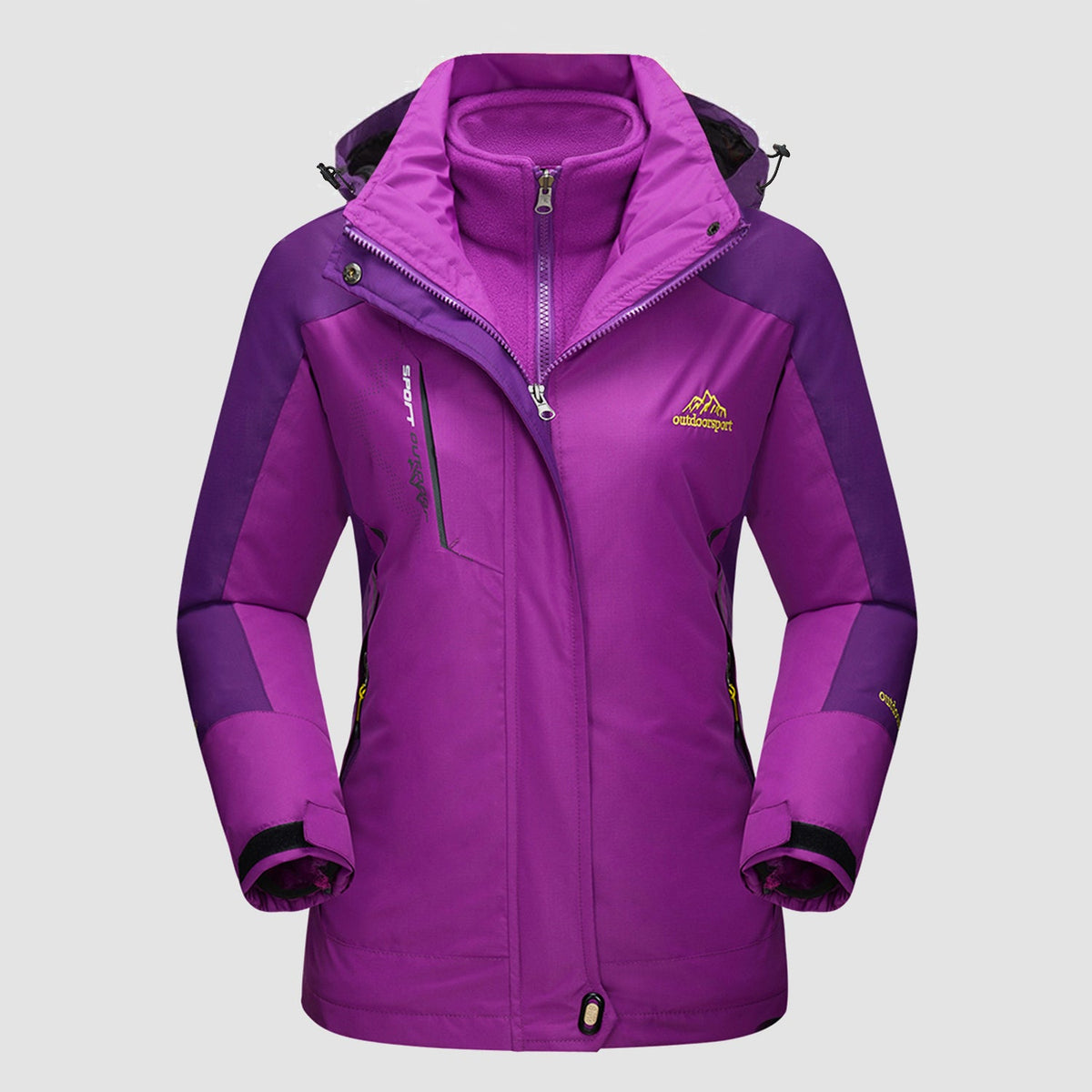 Women's 3-in-1 Waterproof Ski Jacket with Fleece Lining