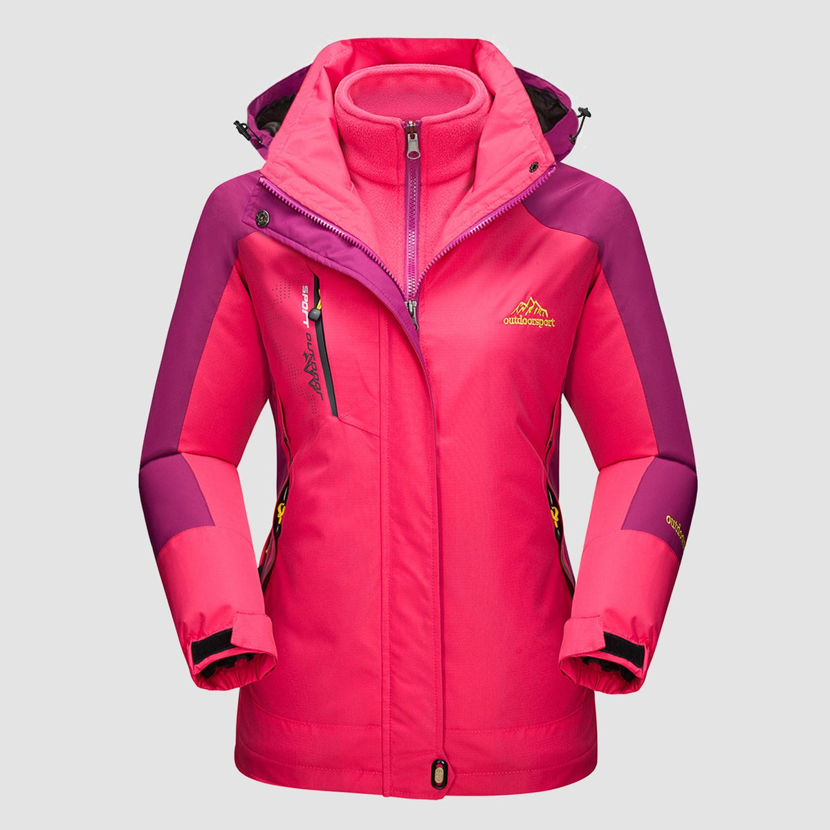 Women's 3-in-1 Waterproof Ski Jacket with Fleece Lining