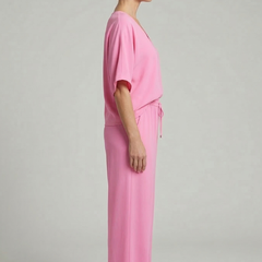 Womens Two-Piece Set with Top and Wide-Leg Chiffon Trousers 3