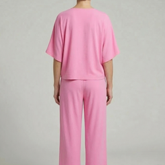 Womens Two-Piece Set with Top and Wide-Leg Chiffon Trousers 4