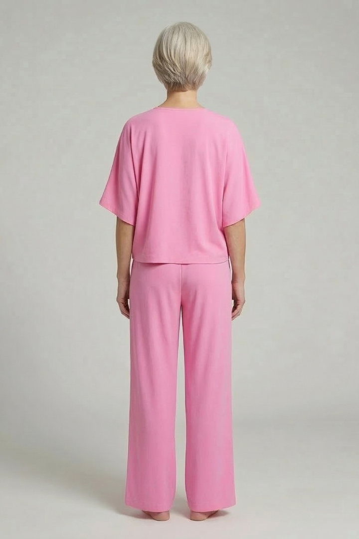 Womens Two-Piece Set with Top and Wide-Leg Chiffon Trousers 4